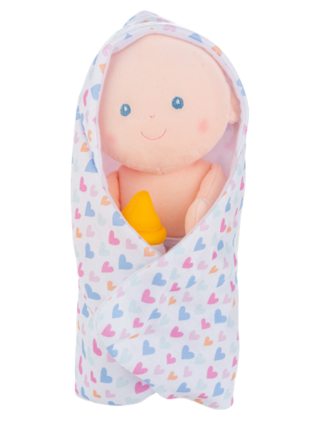 Ganz 11” Swaddle and Bottle Baby Doll 3pc Set