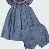 Petit Ami Red White & Blue Smocked Dress With Bloomers