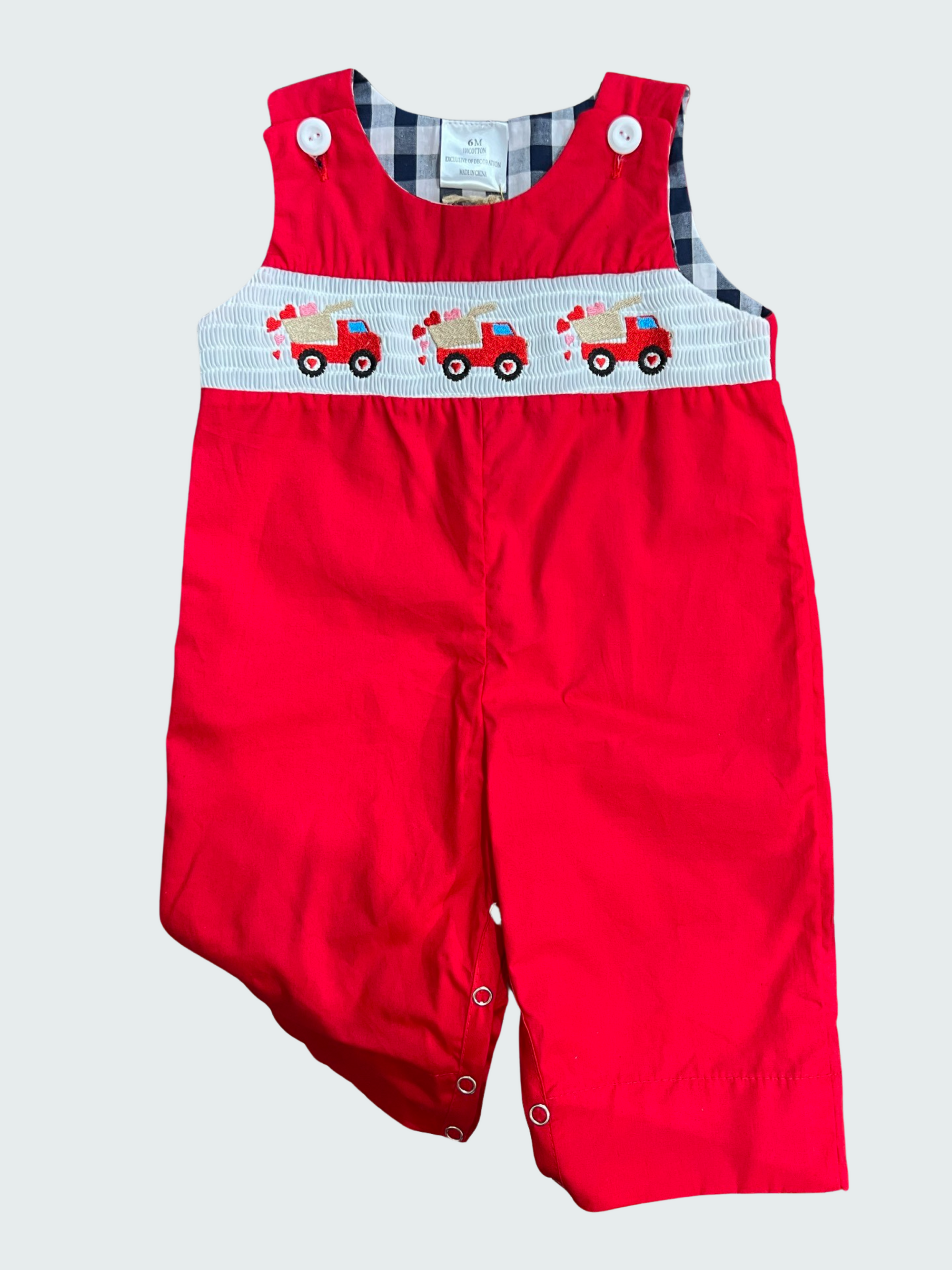 Valentines Smocked Dump Truck Heart Longall