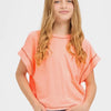 Open Back Fashion Tee-Neon Coral
