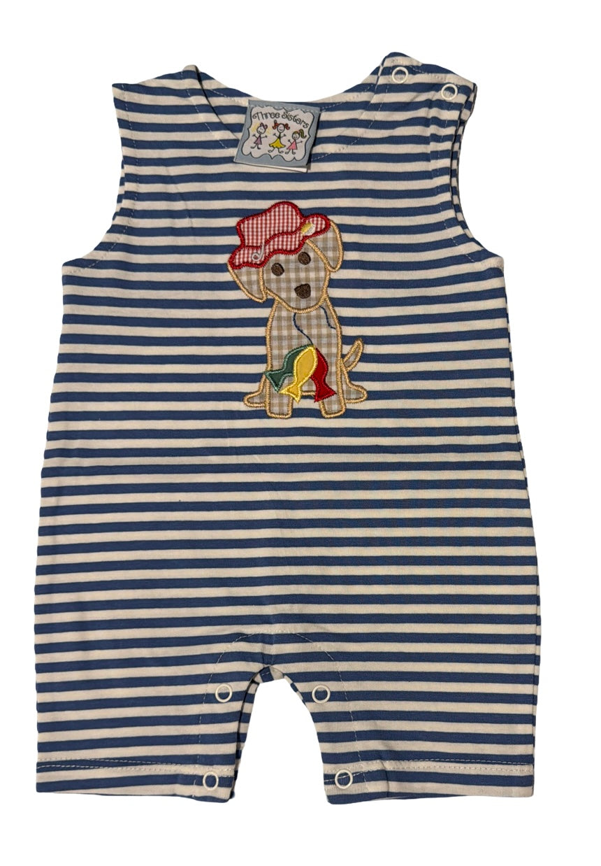 Three Sisters Fishing Buddy Appliqué Boys Romper