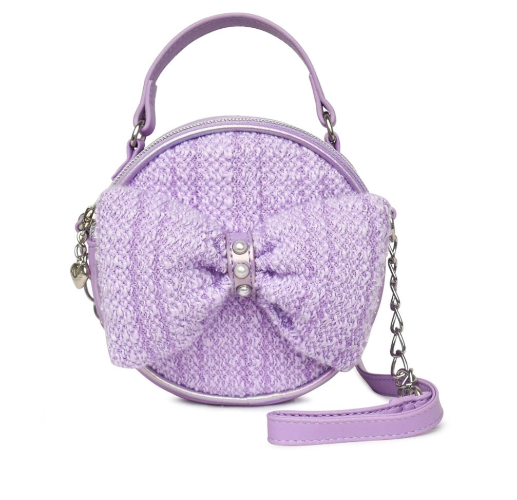 Girls Tweed around Crossbody Bag-Orchid