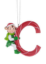 Elf Monogram Christmas Ornament