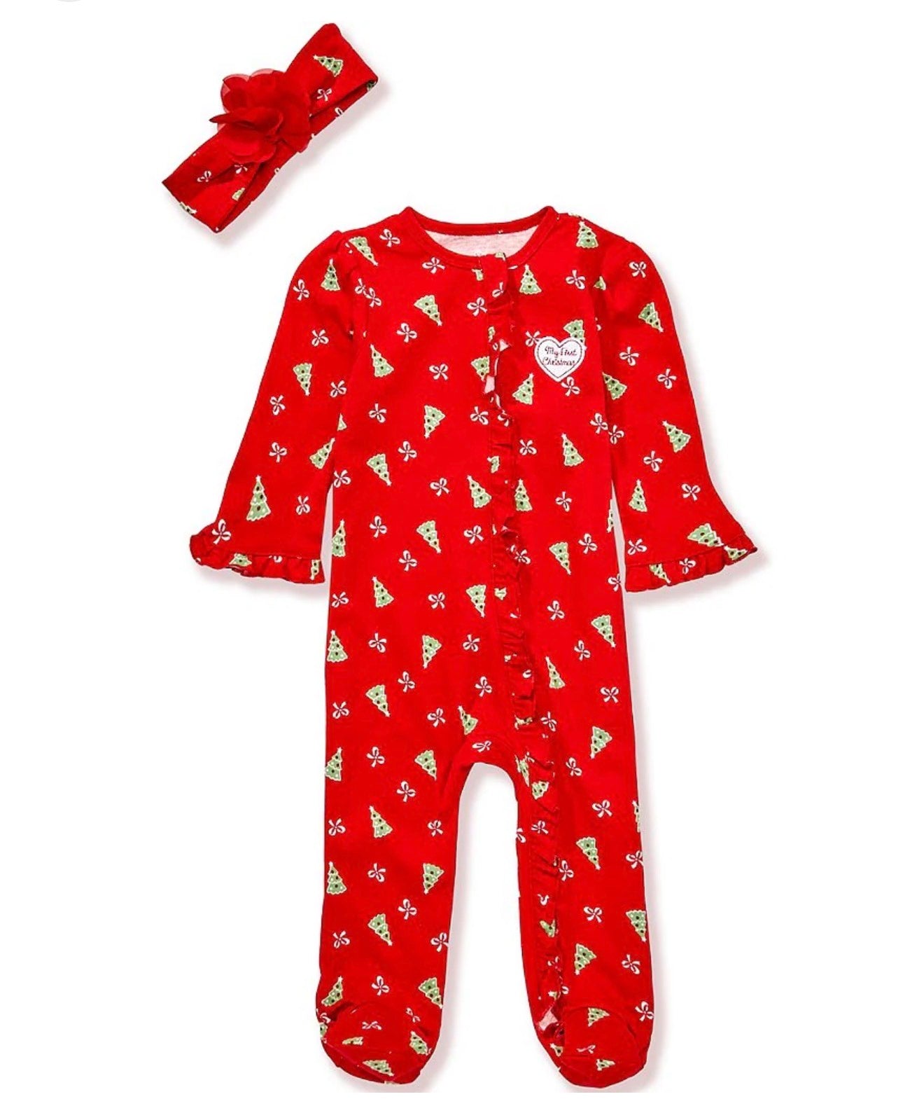 Baby Girls Long-Sleeve Pretty Trees Footed Coverall