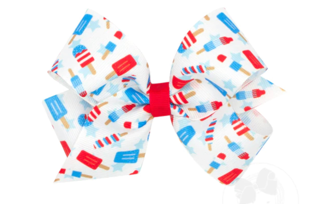 Wee Ones King Patriotic Popsicle Print Bow