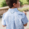 BOYS' SHORT SLEEVE BUTTON DOWN SHIRT —
WINDSURFER BOATS IN THE BAY PRINT