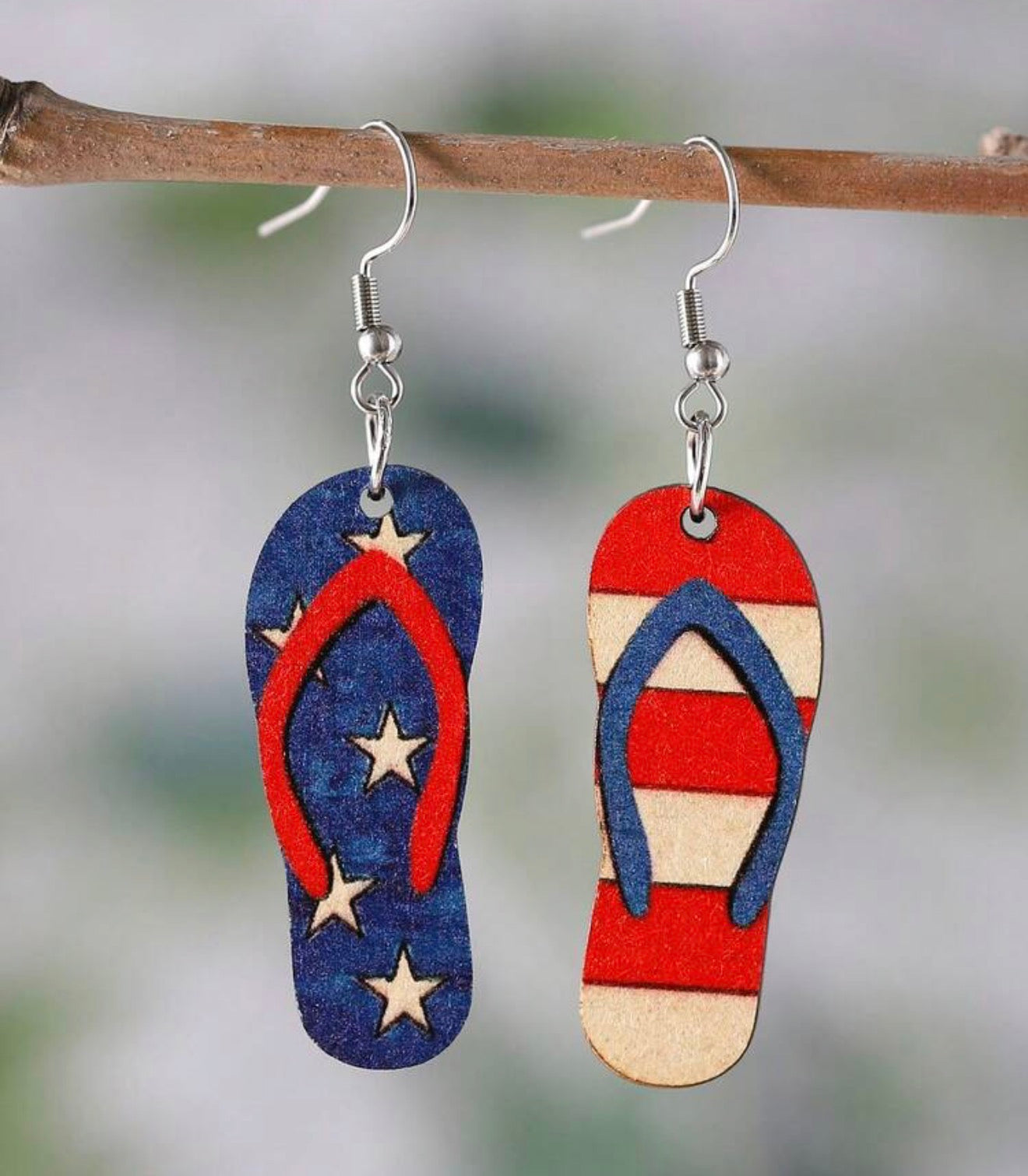 Red White & Blue Flip Flop Earrings
