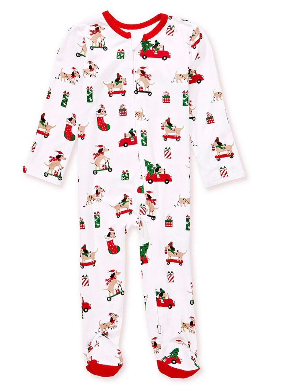 Baby Boys Long-Sleeve Christmas Puppy Printed
Footed Coverall with hat