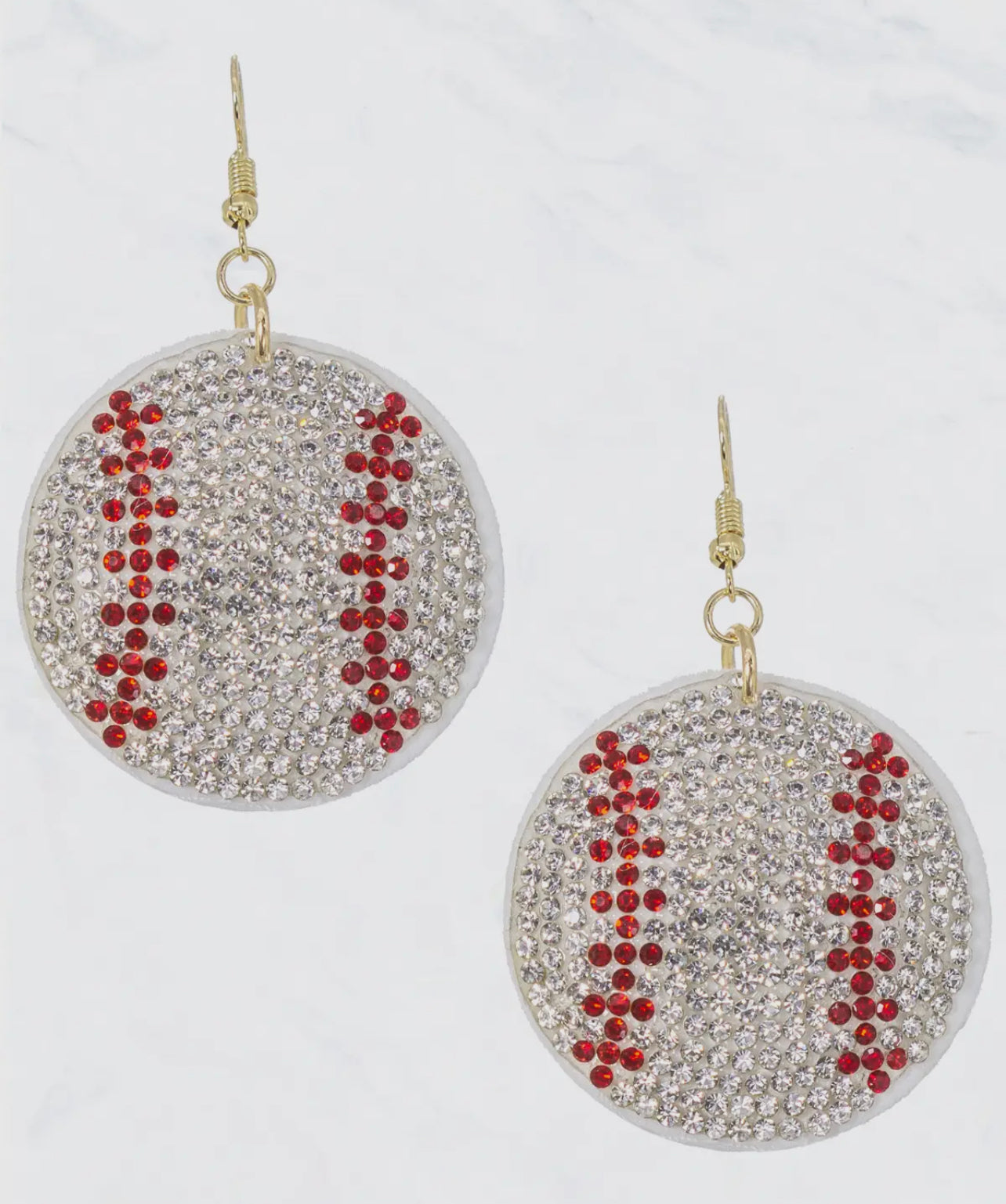 Baseball Rhinestone Cushion Dangle Earring