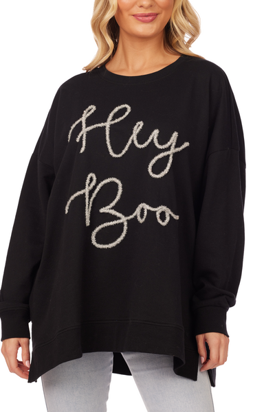 Mud Pie “Hey Boo”Sparkle Sweatshirt-Women’s