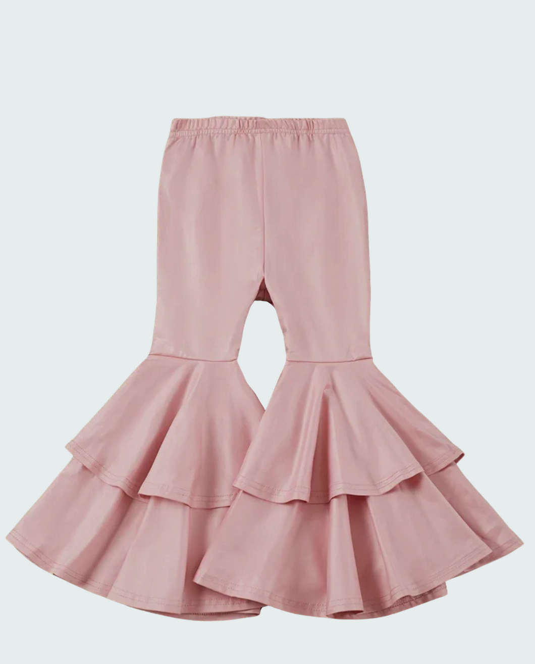 Dusty Pink Fuax Leather Double Layer Bell Pants