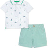 Little Me Golf Cotton Polo & Woven Short Set