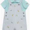 Little Me Safari Embroidered Cotton Polo & Shortalls Set