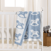 Chenille Rocking Horse Blanket-Blue