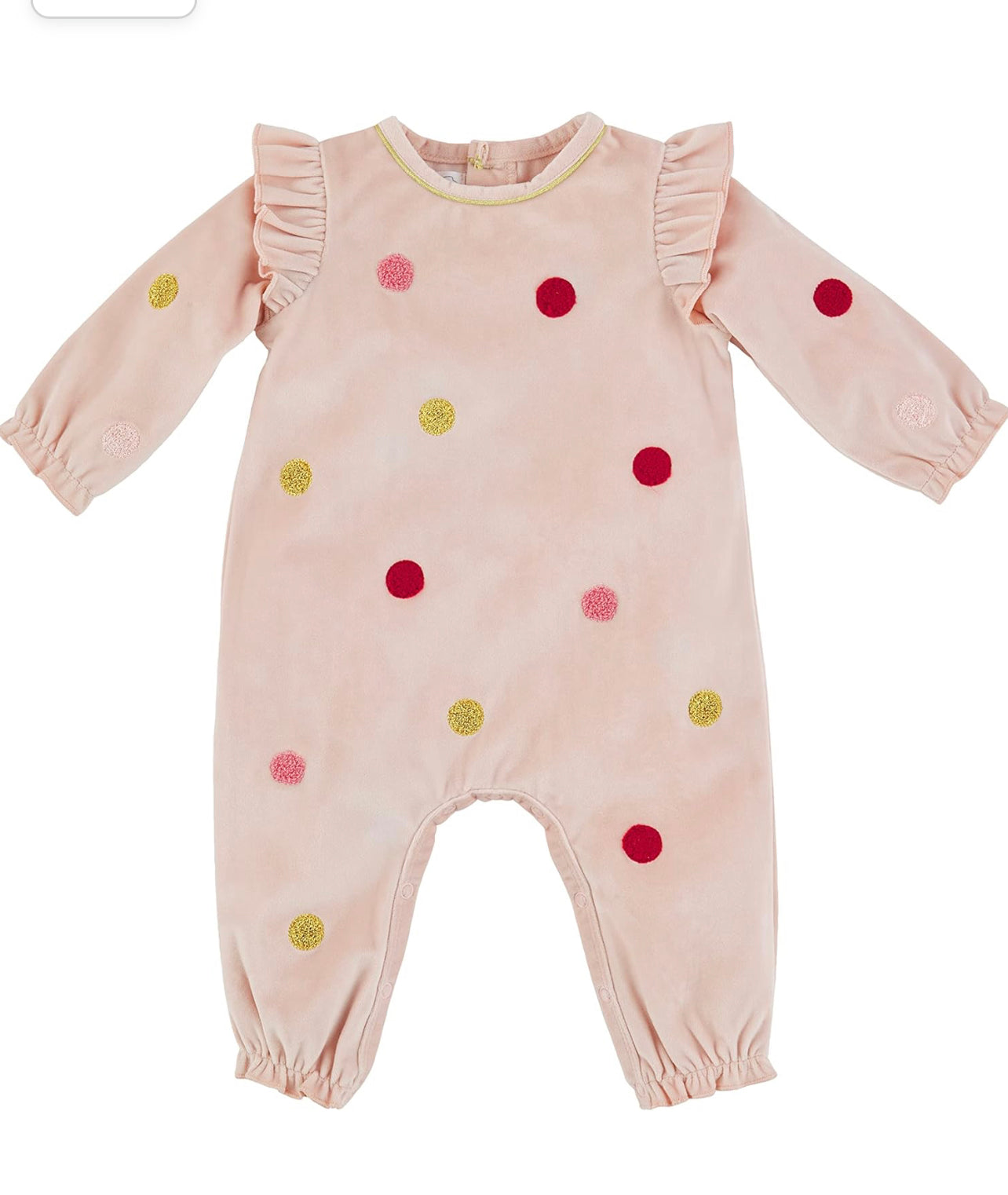 Mudpie Velour Polka Dot One Piece Romper