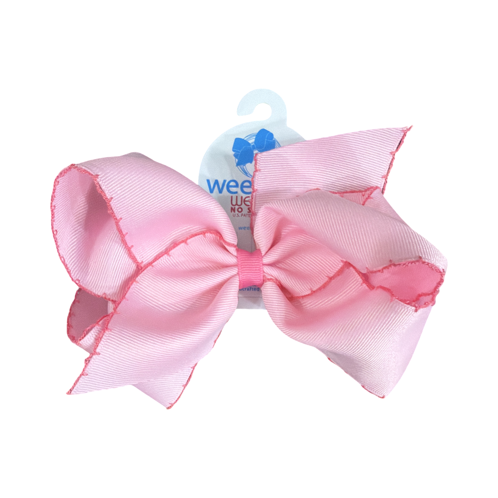 Wee Ones Lt Pink/Hot Pink Moon stitch Bow-Medium