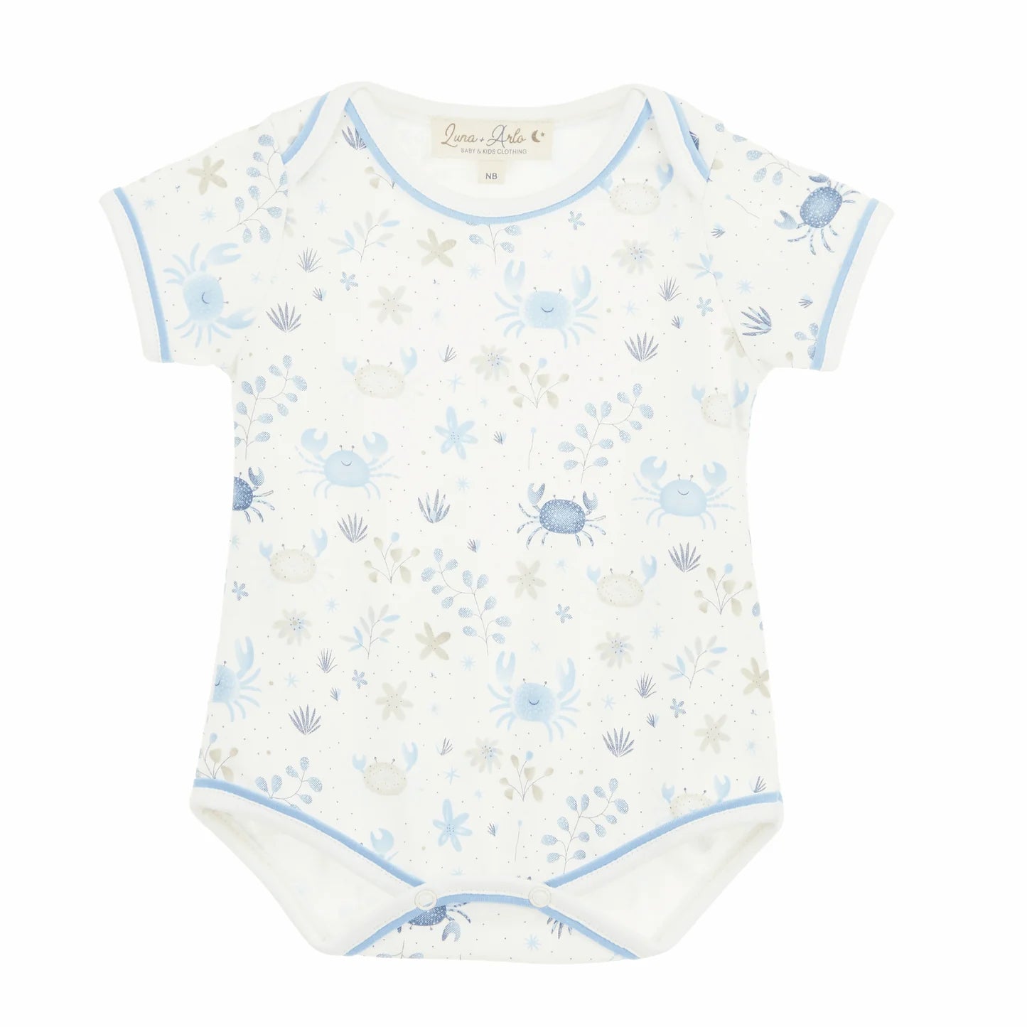 Luna+Arlo 100% Pima Cotton Crabby Cove Bodysuit-Sky