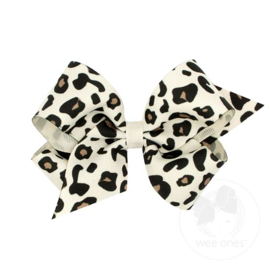 Wee Ones Medium Creme Leopard Bow