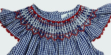 Load image into Gallery viewer, Petit Ami Red White &amp; Blue Smocked Dress With Bloomers

