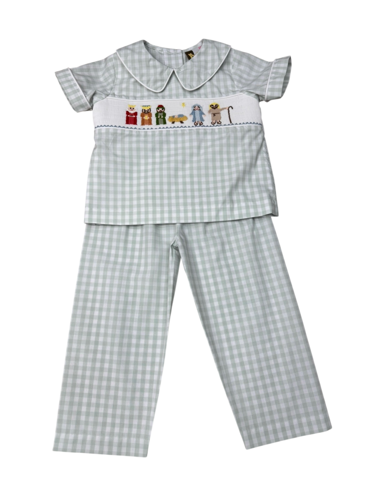 Nativity Smocked Boys SS Pant Set