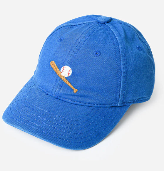 Harding Lane Needle Point Kids Baseball Hat -Baseball on Cobalt Blue