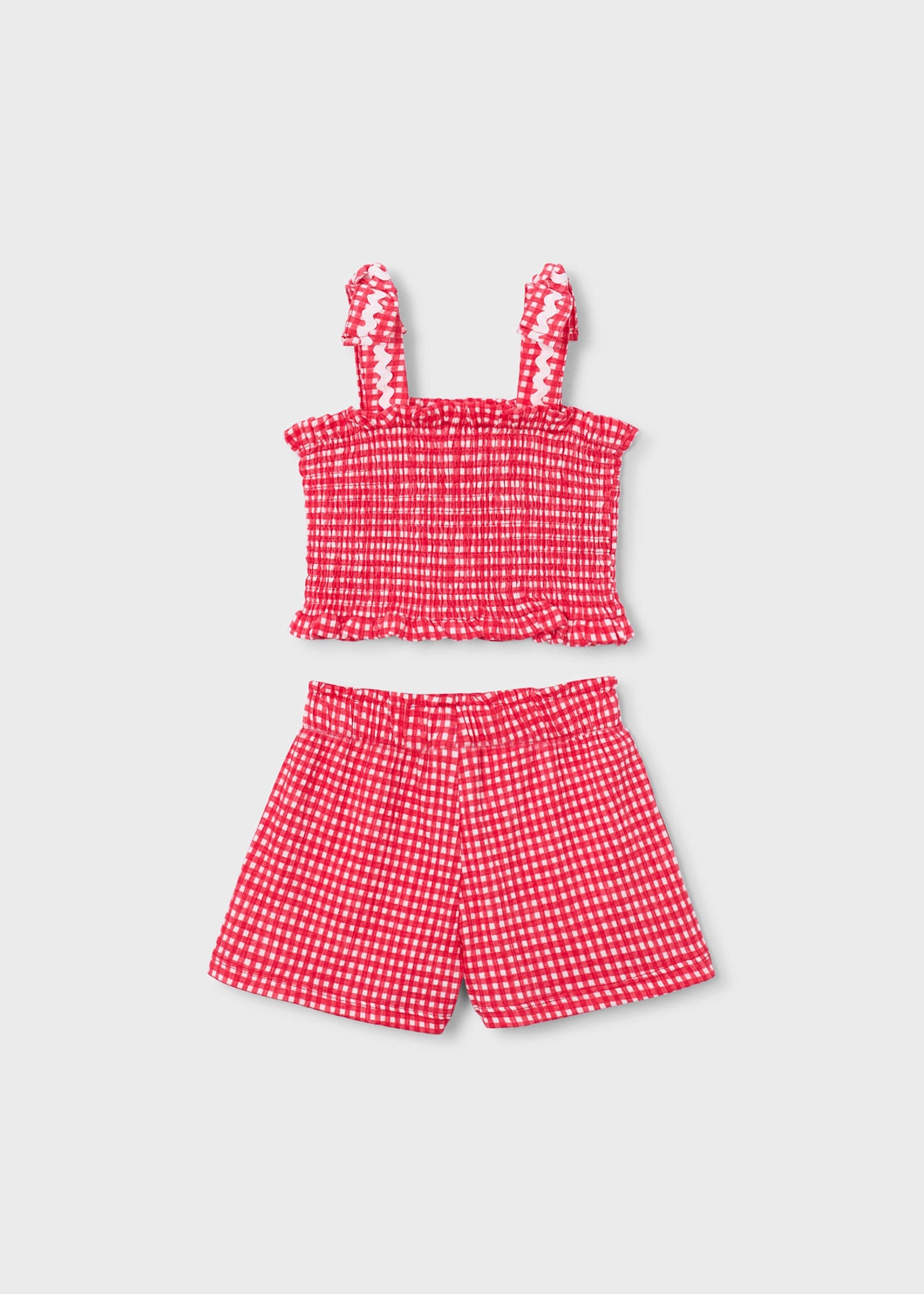 Girl's Red & White Gingham Smoked Short Set