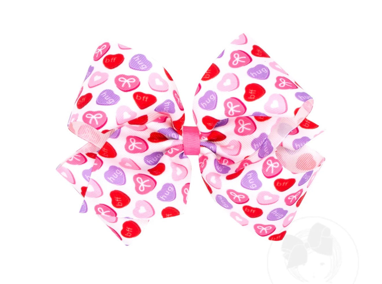 Wee Ones Sweet Heart Print Grosgrain Bow-Medium