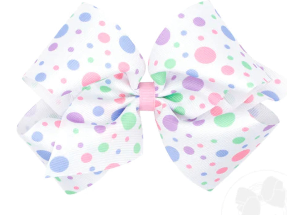 Wee Ones King Pastel Dot Spring Print Bow