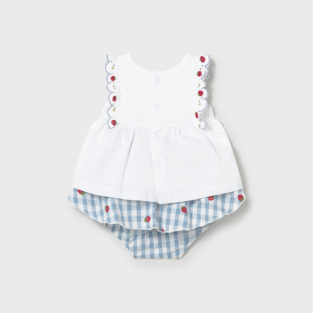 Baby Girl Strawberry Appliqué Skort Set