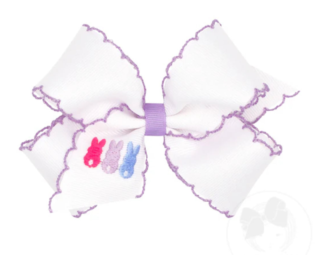 King Grosgrain Bows with Moonstitch Edge and Peeps Embroidery