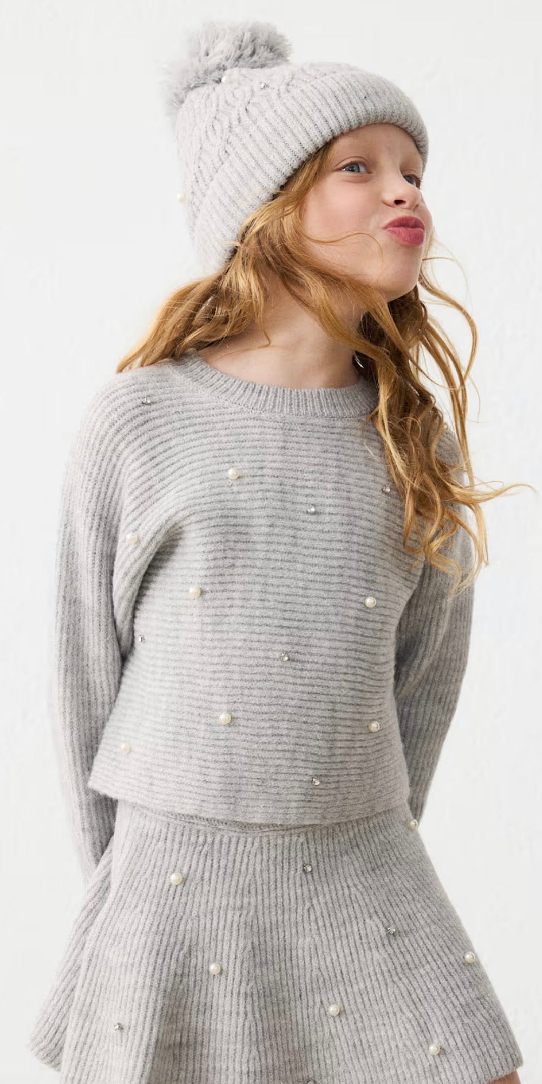 Mayoral knit sweater with pearl embellishment