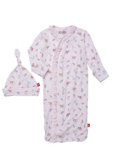 Load image into Gallery viewer, woodsy tale modal magnetic cozy sleeper gown + hat set | pink
