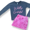 Paperflower Wildly Grateful Acid Washed 3D Foil Sweatshirt