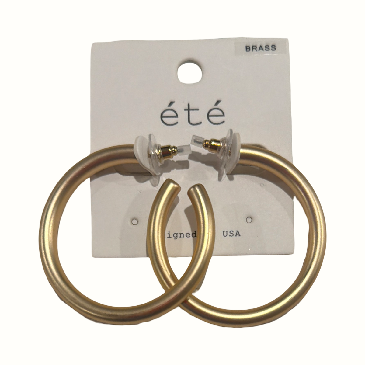 Gold Tone Matte Hoop Earrings