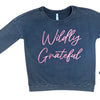 Paperflower Wildly Grateful Acid Washed 3D Foil Sweatshirt