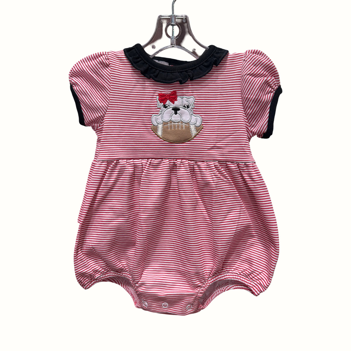 Bulldog Pride Appliqué  Ruffle Short Sleeve Bubble