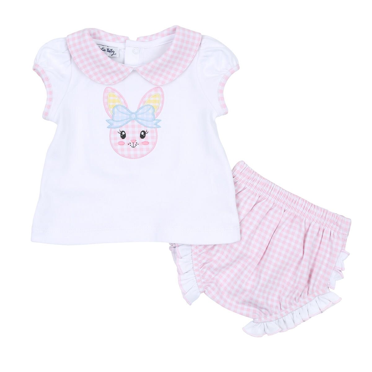 Magnolia Baby Lil’ Bunny Appliqué Ruffle Diaper Set