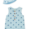 Little Me Boys Sailboat Gauze Romper & Hat Set