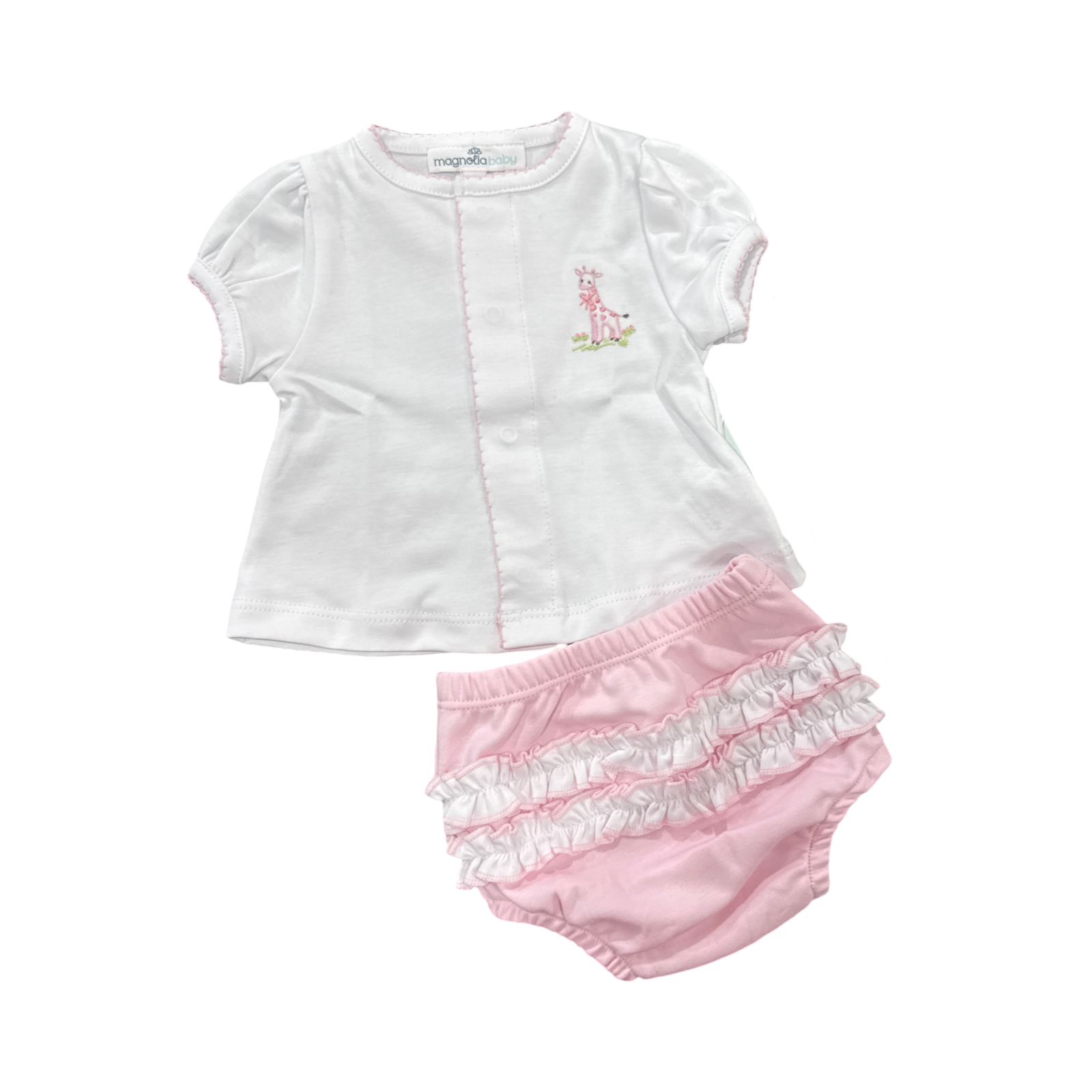 Magnolia Baby Vintage Giraffe Diaper Cover Set-Pink