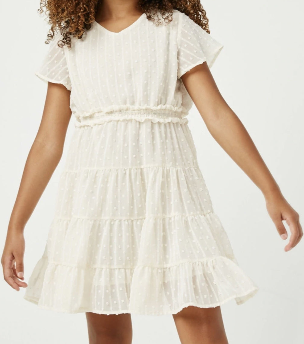 Hayden Girl - Cream Tiered Waist Dress