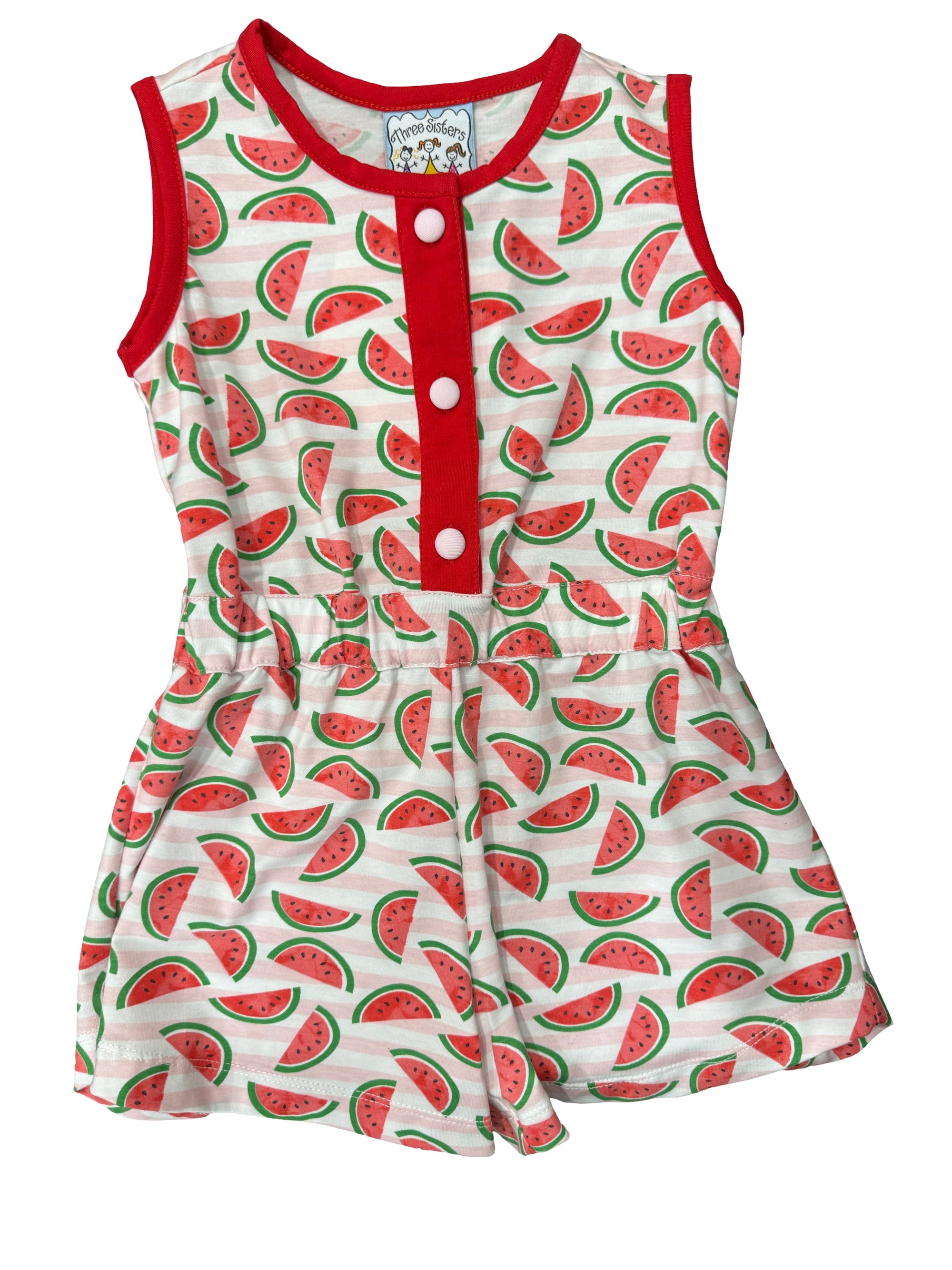 Three Sisters girls watermelon romper