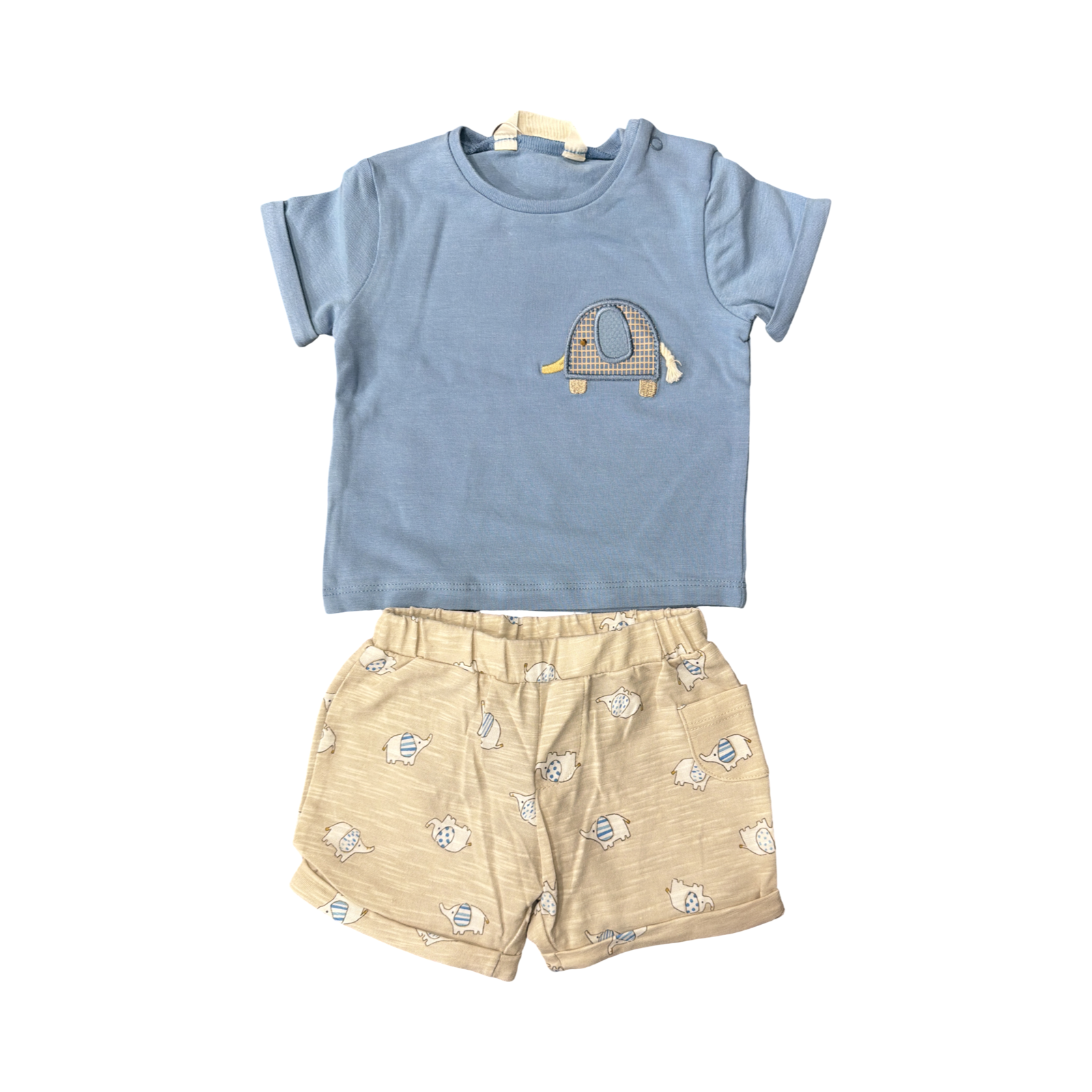 Baby Boys Elephant Appliqué Short Set
