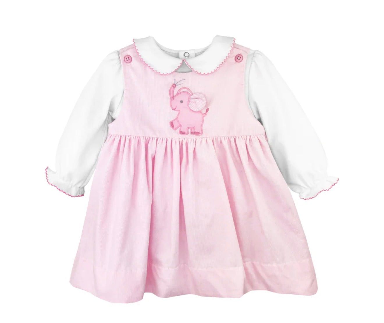 Elephant Appliqué Jumper Dress-Long sleeve