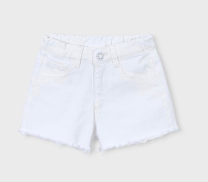 Girls Light Weight Adjustable Waist White Shorts