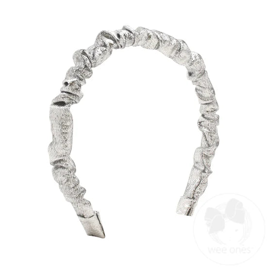 Wee Ones Metallic Silver Lamé Ruffle Headband