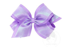 Load image into Gallery viewer, Wee Ones Medium Iridescent shimmer and Grosgrain Overlay Girls Hair Bows

