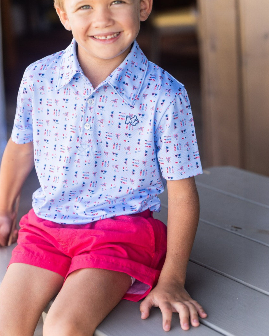 Boys' Short Sleeve Pro Performance Polo - Windsurfer Fourth Print