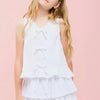 Embroidered eyelet, tiered ruffled skort set