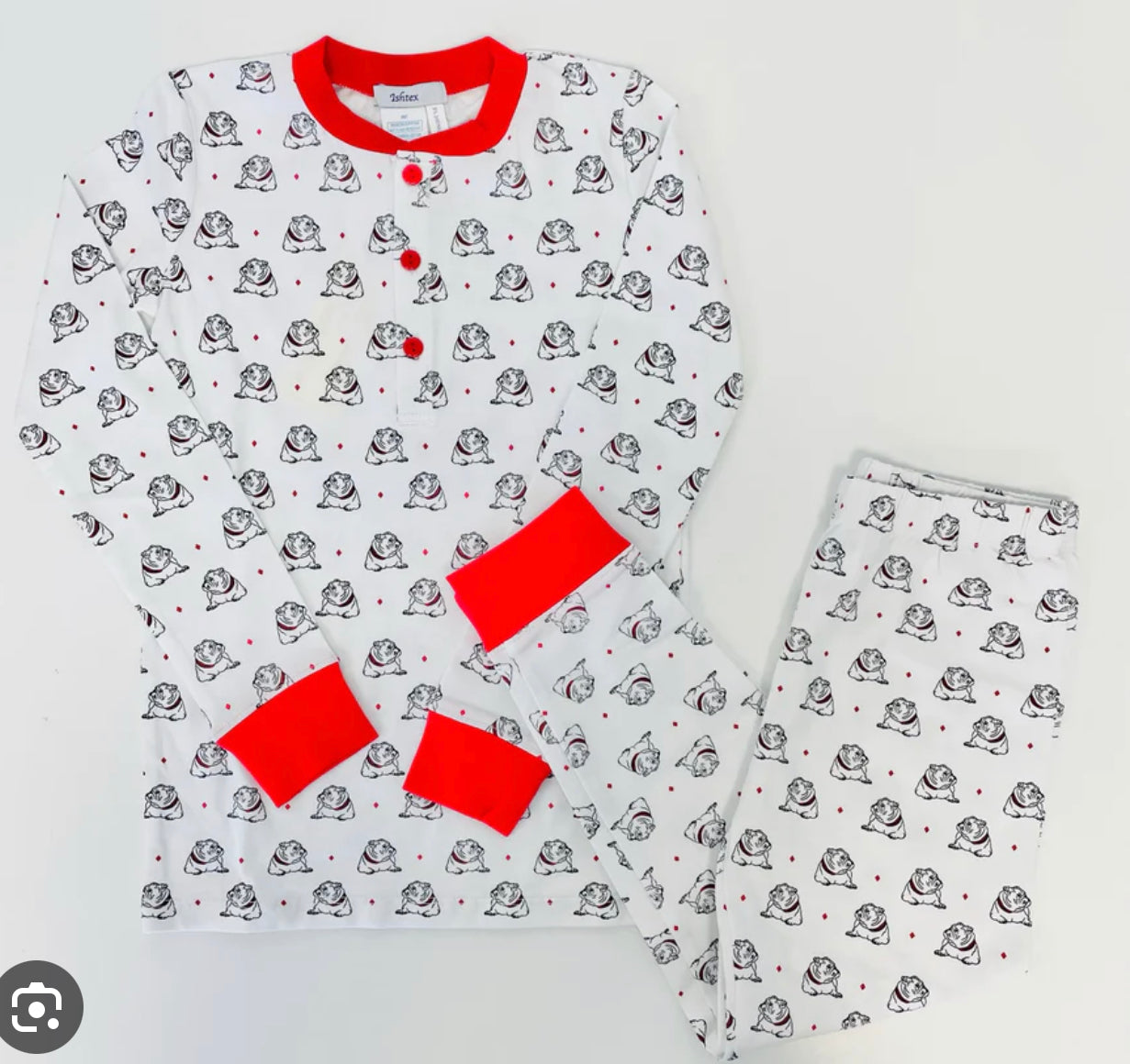 Ishtex Red and Black Bulldog Print PJ Set