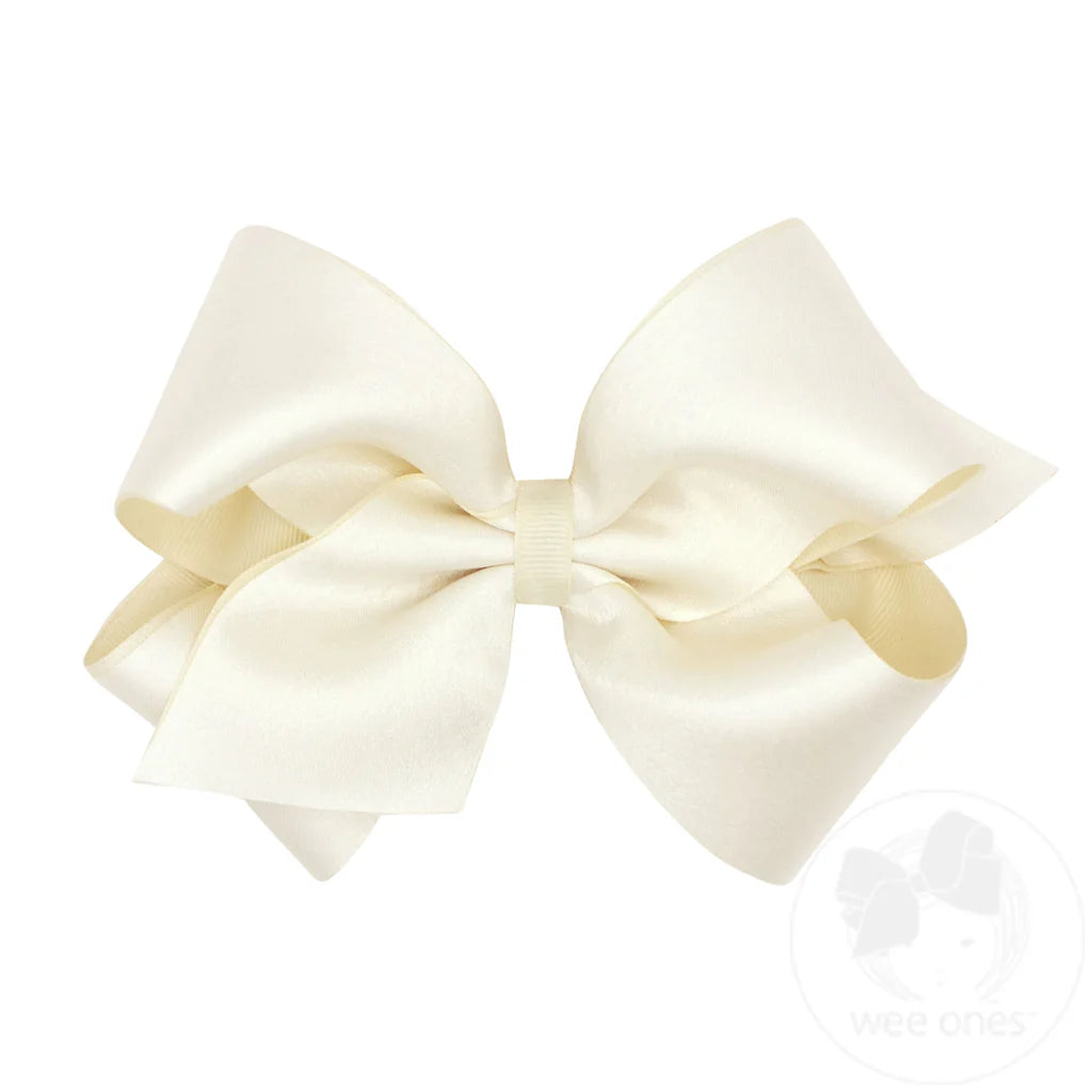 Medium Satin Grosgrain Overlay bow-Antique White